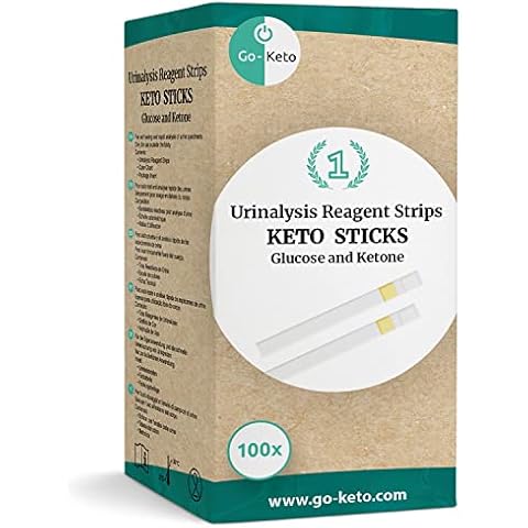 Go-Keto Keto Sticks 100 Pieces - Glucose + Ketones Urine Test Strips for Easy Measurement at Home, Perfect for accompanying a Keto Diet Cover