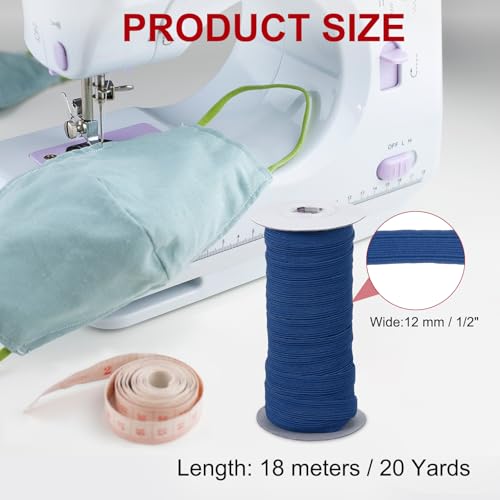 Cordon élastique plat bleu marine souple et résistant 18m