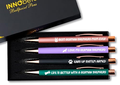 InnoBeta German Shepherd Gifts for Women, Ballpoint Pen Set of 4, German Shepherd Mom Gifts for Christmas, Birthday - German Shepherd Mom