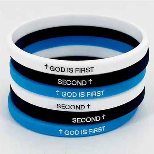 GOD IS FIRST BRACELET, GOD IS FIRST SECOND Inspirational Bracelets, Bible Verses Christian Faith Rubber Bracelets for Men Women2