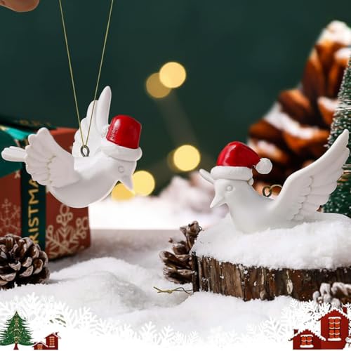 Vercraft 2 Pcs Two Turtle Doves Christmas Ornament Friendship Gifts 4 Inch Large Resin Dove Hanging Ornaments for Christmas Tree Home Xmas Decoration Friends Family Dollhouse Gifts Stocking Stuffers