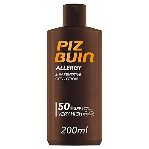 PIZ BUIN Allergy Protector Solar Corporal SPF 50+, Protección muy alta para pieles sensibles, Loción para el cuerpo, Protección UVA/UVB, Rápida absorción, 200 ml