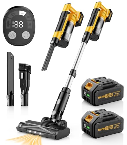 8000mAh Cordless Vacuum with Extra Battery, 700W Brushless Vacuum Cleaners for Home, 6 in 1 Electric Stick Vacuum withwith Hepa Filter, Best Cordless Vacuum for Pet Hair /Carpet Hardwood Floor/Dorm