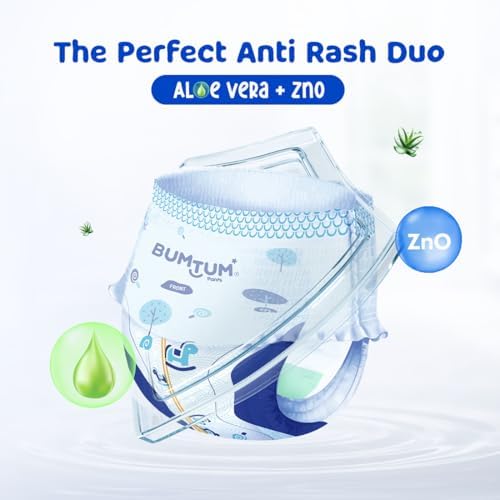 Image of Bumtum Baby Diaper Pants, XXL Size, 52 Count, Double Layer Leakage Protection Infused With Aloe Vera, Cottony Soft High Absorb Technology (Pack of 4)