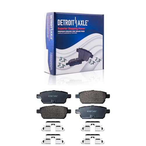 Image of Detroit Axle - Rear Brake Pads for 2006-2012 Ford Fusion 2006-2013 Mazda 6 2007-2012 Lincoln MKZ 2006 Zephyr 2006-2011 Mercury Milan, Ceramic Brake Pads with Hardware Replacement