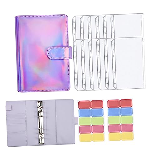 KALLORY Budget Planner Pu Leather Binder Money Saving Notepad Stickers for Document Management