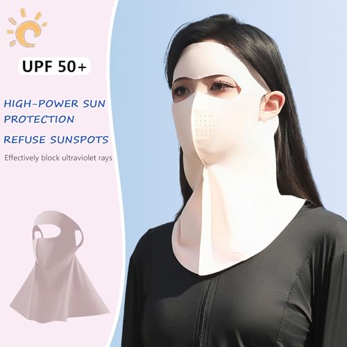 PROUDDEMON UPF 50+ Ice Silk Cooling UV Face Mask Unisex - Breathable Sun Protection Balaclava for Outdoor Sports3