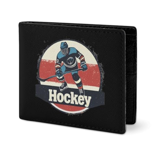Vintage Hockey Wallet for Men Women Leather Bifold Wallets Credit Card Holder Purse2