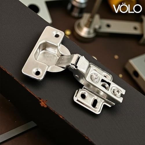 Image of VOLO Cabinet Hinges, Set of 1 (2 Pieces) for Furniture, Wardrobes, Doors, and Storage Units | (2D Normal (Mild Steel), 8 Crank | Half Overlay)