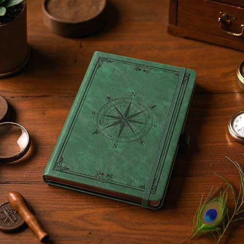 AUTEMPO Notizbuch A5 Liniert, PU Leder Hardcover Tagebuch für Erwachsene, 320 Seiten Dickes journal, 100 gsm Tagebuch(14.5 x 21 cm), Innentasche, Geeignet für Männer und Frauen, Dunkelgrün