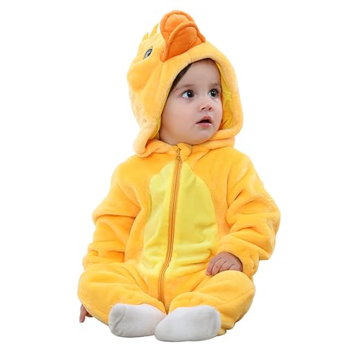 CHENXDZHAO Infant Halloween Costume,Toddler Duck Costume Unisex Boys Girls Zipper Hooded Romper Lounge Cosplay Party Cute Jumpsuits Baby Halloween Costumes 2026,Light Yellow,90=2-3 years - image 2