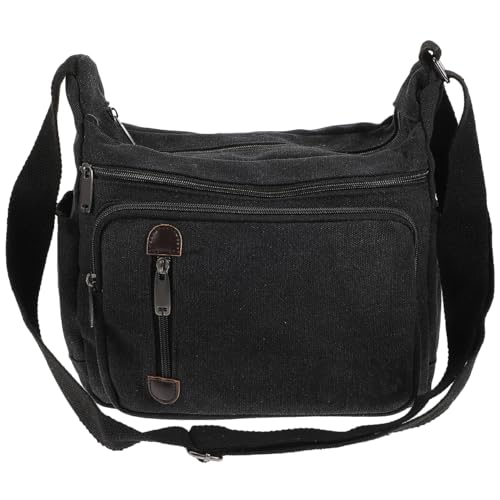 Valiclud - Bolso bandolera de tela con correa antirrobo, para hombres y mujeres, color caqui, Negro (Negro) - 23CB175C1WJ20H9X