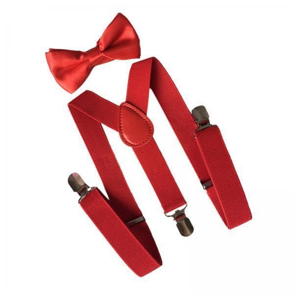 2xMens Suspenders with Bow Tie Y Back Braces for Formal Wear Halloweens Cosplay Red-image-43
