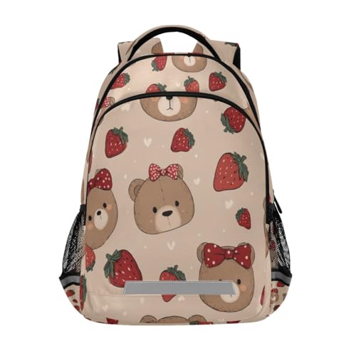 Strawberry Bear Bow Pattern Backpacks for Kids School Bag Student Backpack Bookbag For Boys Girls Casual Bag