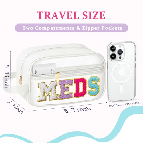 Image of COSHAYSOO Clear MEDS Bag Travel Medicine Zipper Pouch Small Medication Drug Pills Storage Case, Preppy Cute Cruise Air Car Traveling Essentials Accessories Organizer Easter Gift for Women Teen Girls