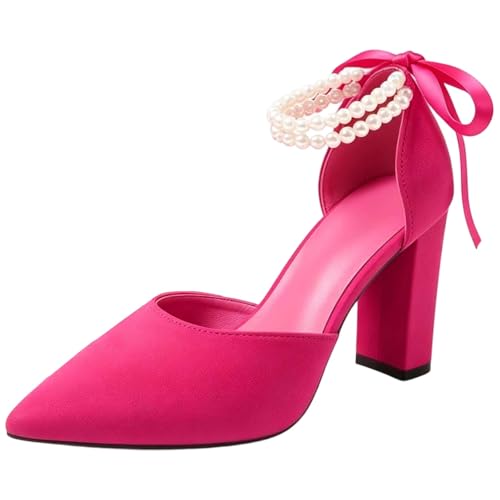 Sandales à talon carré de 5 cm avec boucle perle pour femme