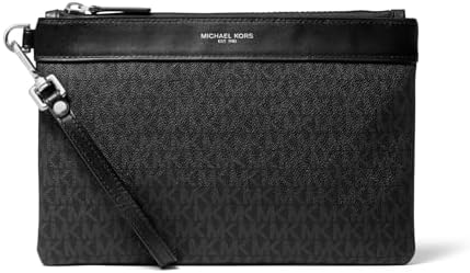 Michael Kors Men's Brooklyn Travel Pouch, Silver-Tone Hardware/Signature Nylon