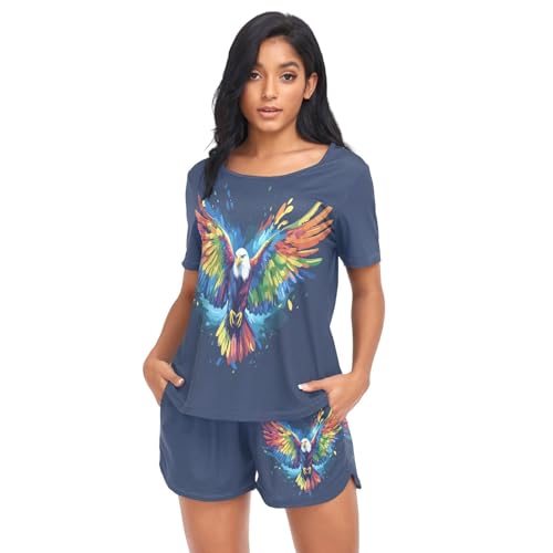 Pyjama femme faucon ailé en ensemble de nuit confortable taille S avec poches