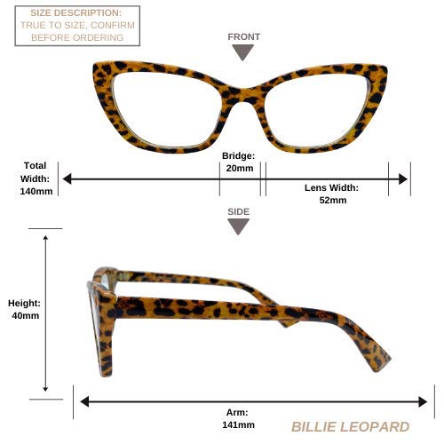 Image of Twelve - Billie - Blue Light Blocking Glasses - UV & Bluelight Filtering - Anti-Glare - For Computer and Gaming - Reduce Digital Eye Strain - Non-Prescription - Trendy Cat-Eye Frame - Leopard
