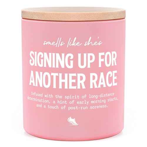 IDELTIME Gifts for Runners Women Funny Marathon Essentials Candle 10Oz Birthday Cross Country Half Marathon Track&Field Runner Gifts Running Accessories for Women Friends Soy Wax Scented Candle