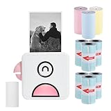 Bisofice Poooli Imprimante Photo Portable L1 Mini Imprimante Thermique BT sans Fil pour Reçus Étiquette Autocollant avec 10 Rouleau de Papier Thermique Compatible avec Smartphone Android iOS