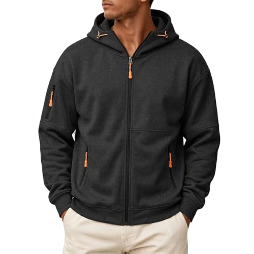 Mens Zip Up Hoodie Tactical Hoodie Sweatshirt with Hood Sweat Shirt