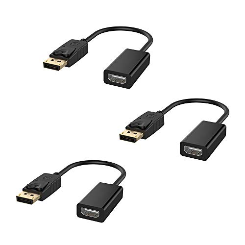 DisplayPort to HDMI, ELUTENG DP to HDMI Adapter 3 Pack (Male to Female) Support 3D 1080P Compatible with Computer, Desktop, Laptop, PC, Monitor, Projector, HDTV