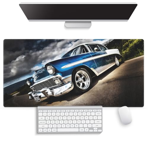Classic Blue American Car Large Mouse Pad
