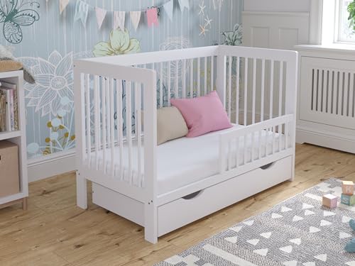 Miniatura 3 de Love For Sleep Cuna Bebe Convertible 120x60 Cm Luca De Madera De Pino Con Cajón Y Barrera De Seguridad Cuna-Cama Para Bebé Convertible