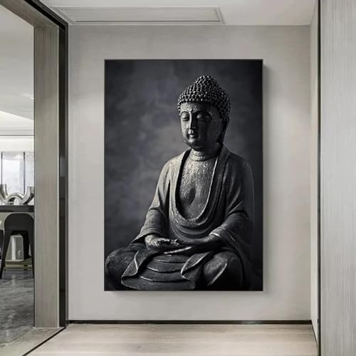Cadre intérieur Bouddha 30x50cm peinture sur toile salon anti-stress