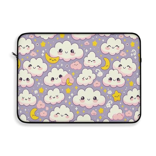 Funda para portátil Kawaii de 15 pulgadas multicolor con diseño de nubes
