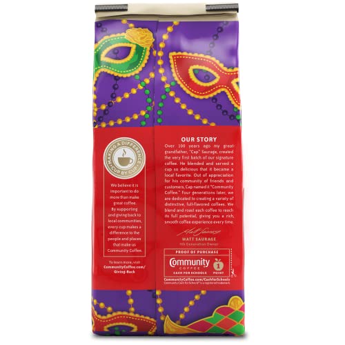 Image of Community Coffee Mardi Gras King Cake Flavored 72 Ounce, Medium Roast Ground Coffee, 12 Ounce (Pack of 6)