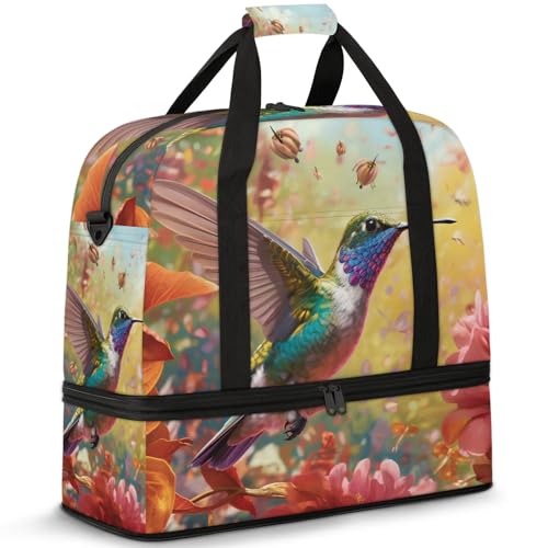 Large Weekender Overnight Bags Colorful Animal Bird Travel Duffel Bag for Women Men Gym Bag With Shoe Compartment Foldie Travel Tote Bag Carry On Personal Item Bag for Travel Gym Sports