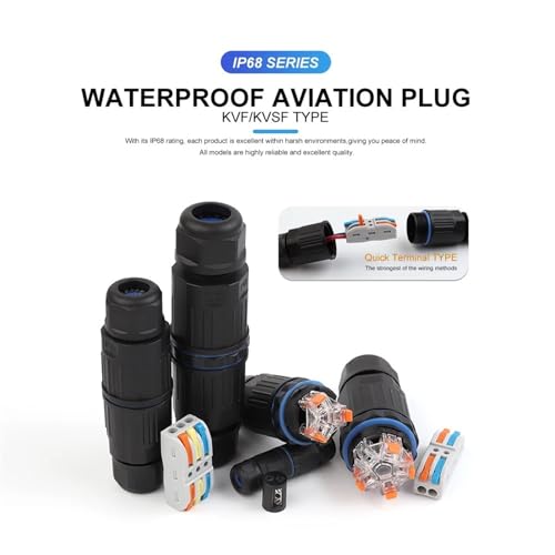Conector IP68 Impermeable KVSF-15 Estanco de 3 Pines para Empalmes Eléctricos Rápidos 4