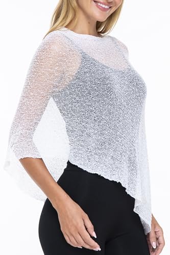 Image of SHU-SHI Womens Sheer Knit Poncho Shrug Lightweight Cover Up One Size Fits Most