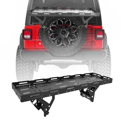 Spare Tire Utility Cargo Basket Storage Rackfor 30-40 Inch Tires80 LBS Load Capacity No-Drill Installation Fit for 1976-2026 Jeep Wrangler JK JL TJ YJ CJ Ford Bronco RV & SUV Camping Gear Mount