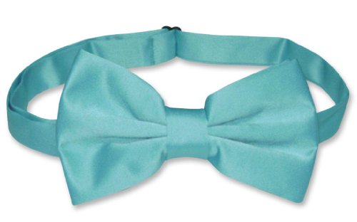 Vesuvio Napoli Mens Slim Fit Dress Vest Bowtie Turquoise Aqua Blue Bow Tie Hanky Set Size Med #TOP2