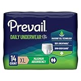 Prevail Daily Protective Underwear, Unisex Disposable Adult Diaper for Men & Women, Maximum Absorbency, X-Large, 14 Count Bag
