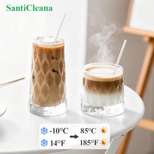 SantiCleana 100 Stück Biologisch Abbaubare Strohhalme, Einzeln Verpackt, 21 cm, -10℃ - 85℃, Pflanzenbasiert, Gerade, Weiß, Kompostierbar, BPA-frei