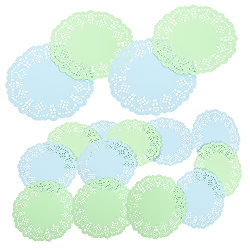 FUNOMOCYA Set of 200pcs Round Flower Bottom Paper Mats Lace Paper Placemats for Tabletop Protection