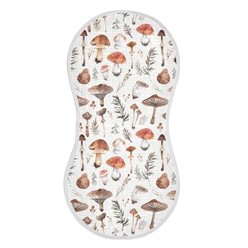 Image of Muslin Baby Burp Cloths, Simple Wild Mushrooms Baby Bibs Rags Comfy Soft Absorbent in for Newborn Boys and Girls 1 Piece 22 x 11 Inch