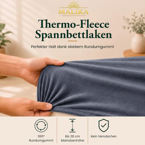 Malika® Winter Thermo Fleece Spannbettlaken, kuschelig weich Flausch Spannbetttuch, Betttuch Jersey flauschig Soft Plüsch Laken… – Ansicht 3