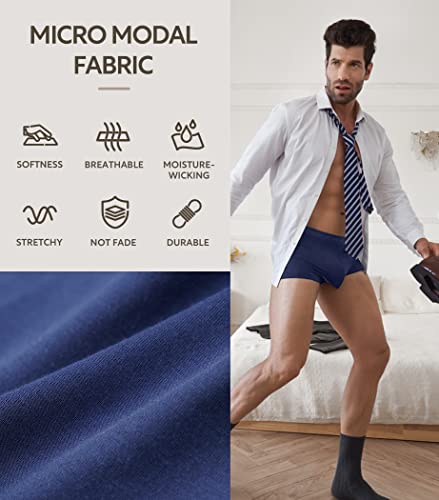 David Archy Mens Underwear Dual Pouch Micro Modal Trunks Separate Pouches Bulge Enhancing Boxer Briefs For Men 4 Pack(M, Black/Dark Gray/Navy Blue/Wine) #TOP4