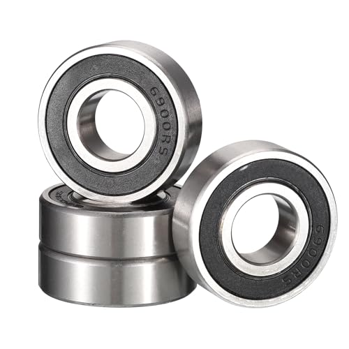 HiPicco 6900-2RS Deep Groove Bearings, ID 10mm x OD 22mm x Width 6mm Double Rubber Sealed Ball Bearings, Pre-Lubricated (GCr15) Chrome Steel 4pcs
