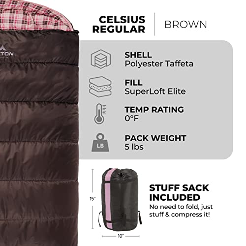 Image of Teton Celsius Regular, 25F, 20F, 0F Degree Sleeping Bags, All Weather Bag for Adults and Kids, Camping Made Easy and Warm, Travel Sack Included