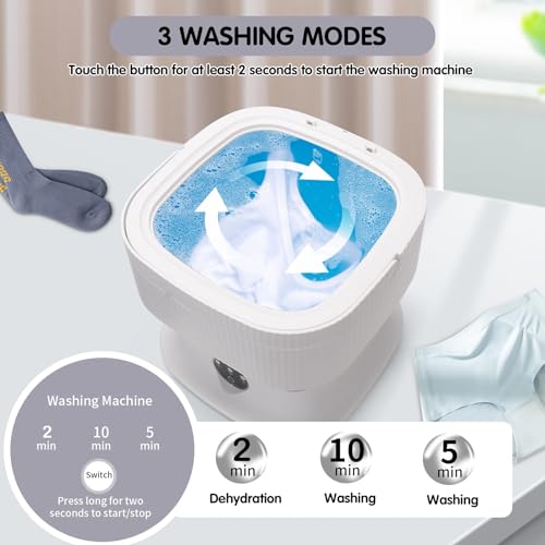 Mini Portable Washing Machine, 20L Foldable Portable Mini Washer Machine with Spin Dry, Collapsible Travel Washing Machine for Dorms, Apartment, RV and Camping. (Grey) by KUANYEYE - Image 3