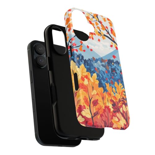 Coque mate iPhone 16 orange feuillage d'automne rigide et anti-traces - 3