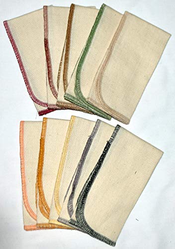 Gina's Soft Cloth Shop 1 Ply Organic Cotton Paperless Towels 14x14 Inches Set of 10 Organic Thread Earth's Palette Assortment - Proudly Made in the USA!