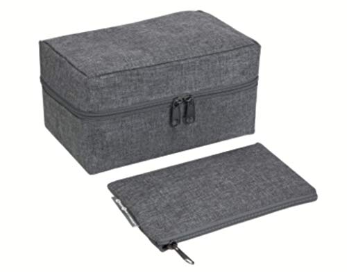 Image of Bigso Travel Accessories Organizer - Durable Polyester Electronics Organizer for Luggage - Travel Bag with Four Pockets, Elastic Loops, and Extra Zippered Pouch - 8.7in x 5.1in x 4.7in - Gray