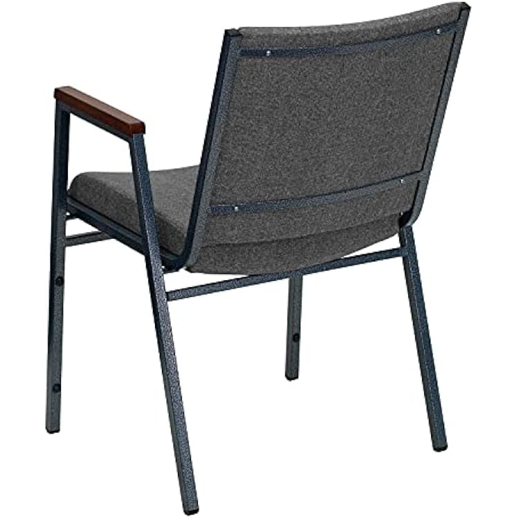 Flash Furniture HERCULES Series Heavy Duty Gray Fabric Stack Chair with Arms and Ganging Bracket